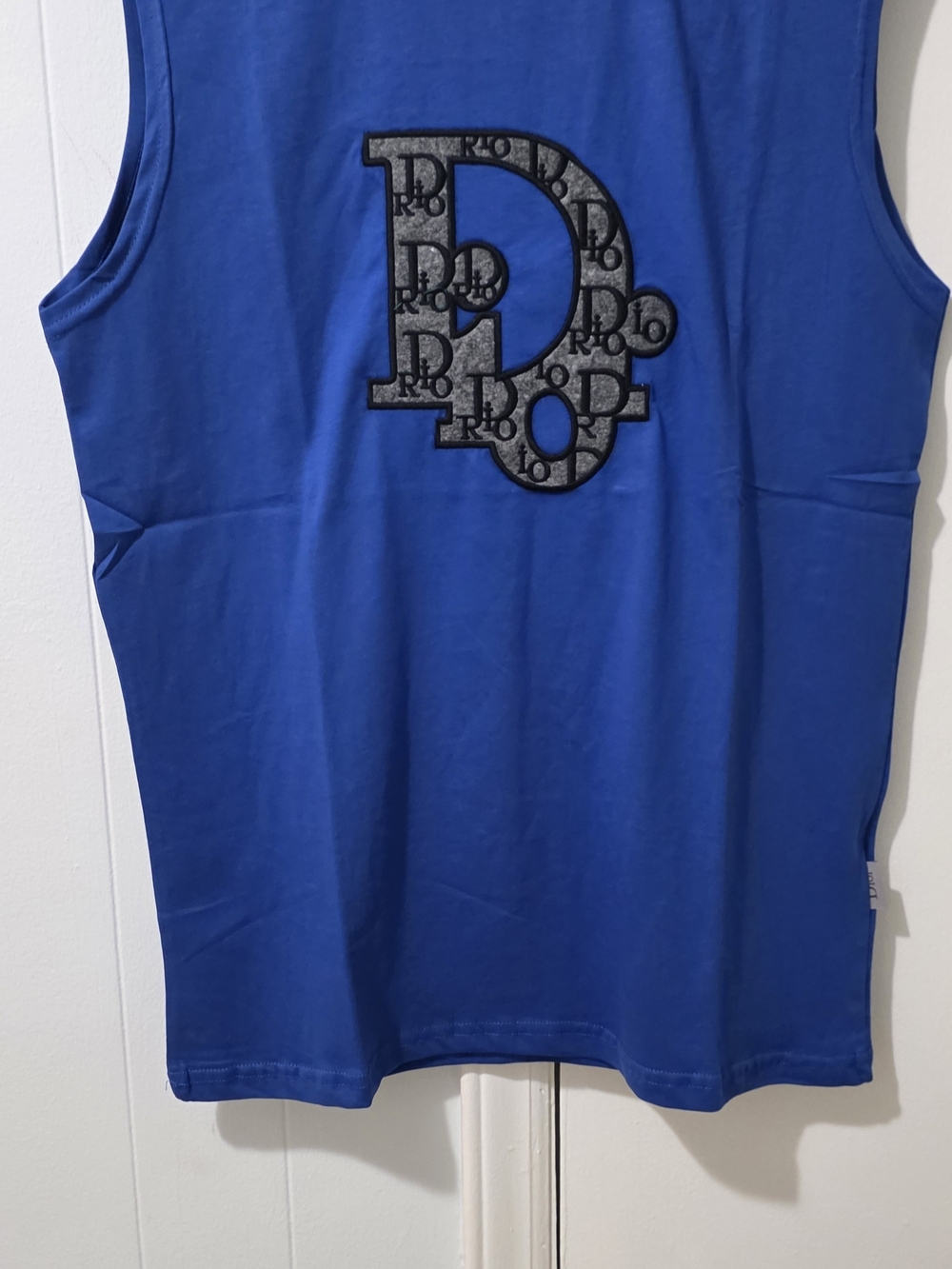 Blue Tank Top with Embroidered 'D' Logo